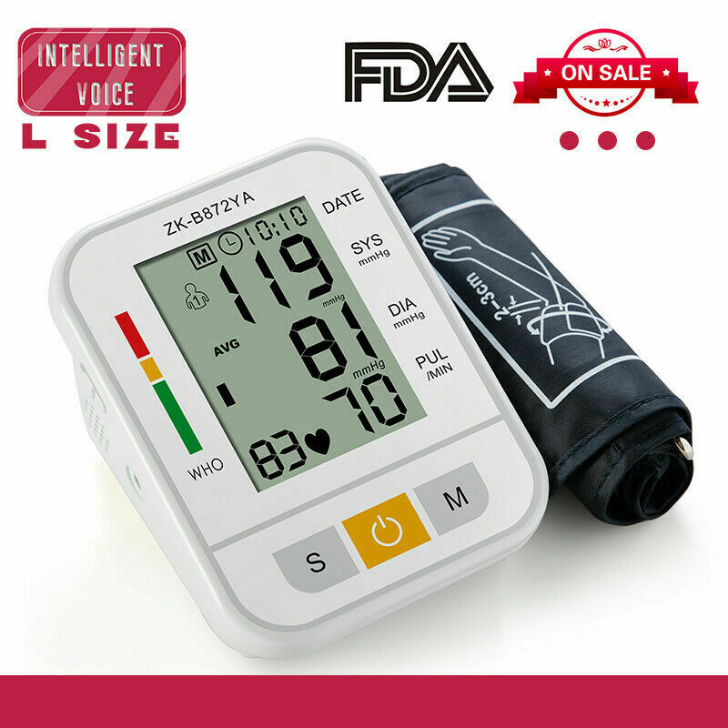 Upper Arm Blood Pressure Monitor Portable LED Display Pulse Tester BPM
