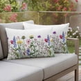 thumbnail image 4 of Spring Summer Pillow Covers 2 Pack Wildflower Botanical Garden Scenery Pillowcase Waterproof Outdoor Throw Pillow Cover for Patio Balcony Rectangular Cushion 20”x12”, 4 of 9