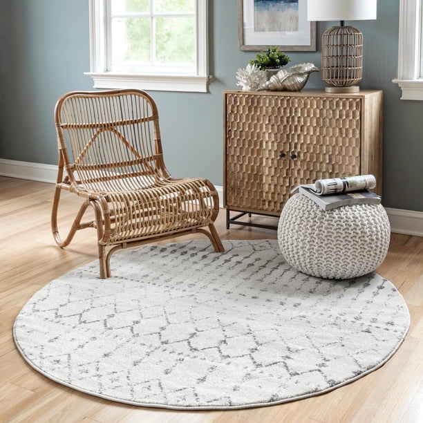 nuLOOM Moroccan Blythe Area Rug or Runner, Round 8', Gray
