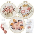 thumbnail image 1 of Kit de bordado Sivilife para principiantes con estampado floral, 1 of 8