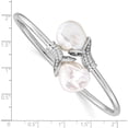 thumbnail image 3 of Sterling Silver Ss Rhodium-Plated 16-17mm White Keshi Fwc Pearl Cz Flexible Bangle Made In China qh5360, 3 of 5