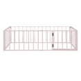thumbnail image 2 of Harper & Bright Designs Twin Floor Bed Frame for Kids, Metal Montessori Floor Bed with Rails and Door, Floor Twin Size Bed Frame with Fence-Shaped Guardrails, Pink, 2 of 11