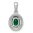 thumbnail image 4 of Sterling Silver w/ Green and White CZ Oval Pendant Charm, 4 of 4