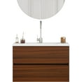 thumbnail image 6 of Censi 32-Inch Wall-Mounted Bathroom Vanity Cabinet with Ceramic Sink, 2 Drawers with Soft-Close Runners, Plywood Construction, Walnut, 6 of 8