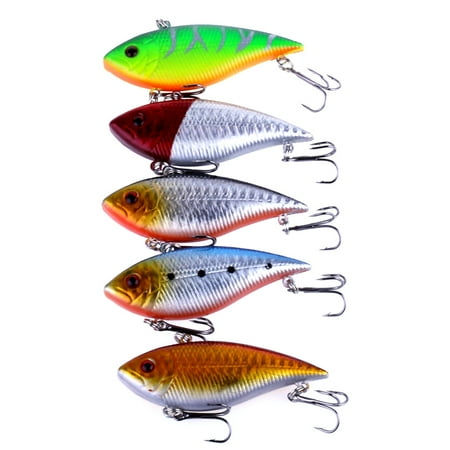 HENGJIA 5PCS Lipless Crankbaits for Bass Fishing Lures Minnow VIB Hard Baits Top Water Lures Fishing Lure for Saltwater Freshwater Bass Redfish Trout Walleye