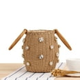 thumbnail image 1 of Bolsos de mano para mujer, bolso de mano tejido de paja con diamantes de imitación, bolso de playa, bolso (café), 1 of 7