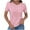 Pink, variant on ZyeKqe Womens Tops Eyelet Short Sleeve Shirts Round Neck T Shirts Loose Fitted Blouses Top