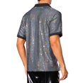 thumbnail image 3 of INSPIRE CHIC Sequin Polo for Men's Contrast Color Collar Short Sleeved Party Disco Polo Shirts XL Silver, 3 of 4