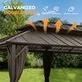 thumbnail image 5 of HAPPATIO 12'x 20' Outdoor Gazebo with Hardtop Roof, Double Galvanized Steel Roof Canopy with Aluminum Frame, Curtains and Netting for Patio, Backyard, Deck, Lawn (Brown), 5 of 8
