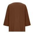 thumbnail image 5 of Yuanlook Womens Oversized T-shirts V Neck Tee Shirts 3/4 Sleeve Loose Fit T Shirt Business Casual Tops - Coffee - M, 5 of 7