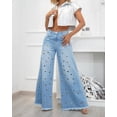 thumbnail image 3 of Pantalones palazzo con ojales para mujer, elásticos de Vaqueros cintura alta, informales, Vintage, cómodos, a la moda, Y2K, 2024, 3 of 4