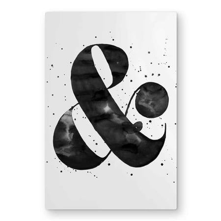 Begin Home Decor C1MP2030AVYBXN 20 x 30 in. Ampersand - Black & White Metal Print Wall Art for Living Room Decor