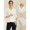 thumbnail image 2 of Peplum Top Allegra K para Mujer Cuello de Solapa y Muesca Blanco S, 2 of 6