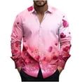 thumbnail image 2 of ZRGHAOYLQ Button Down Valentines Day Shirt Big and Tall Long Sleeve Shirts for Men Pink Love Heart Graphic Casual Shirts Lightweight Holiday Party Tops, 2 of 5
