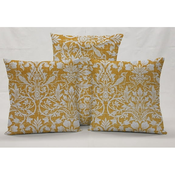 Gold Floral Damask Pillowcase / Pillow Cover by Penny's Needful Things (12 x 12)
