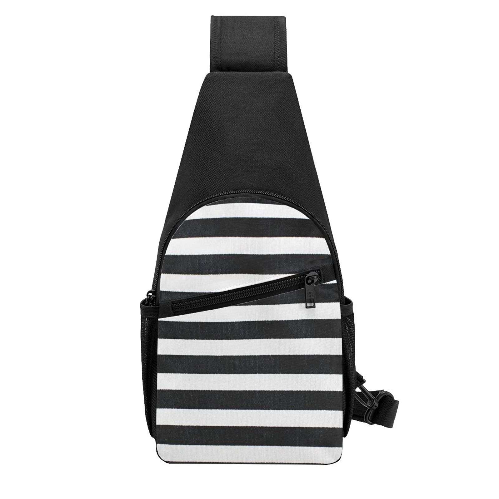 Xecao's Black And White Stripes Print Sling Bag: A Versatile Chest, Shoulder, and Crossbody Backpack for Casual Days Out, Perfect for Both Men and Women