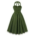 thumbnail image 3 of Dress for Women Polka Dot Print Halter Sleeveless Dress Flowy Boho Beach Outfit Army Green L, 3 of 5