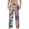 thumbnail image 2 of Picia Vibrant Leopard In Flowers Mens Soft Woven Cotton Elastic Waistband Sleep Pajama Pant Lounge Sleep Pant With Pockets And Drawstring-Small, 2 of 9