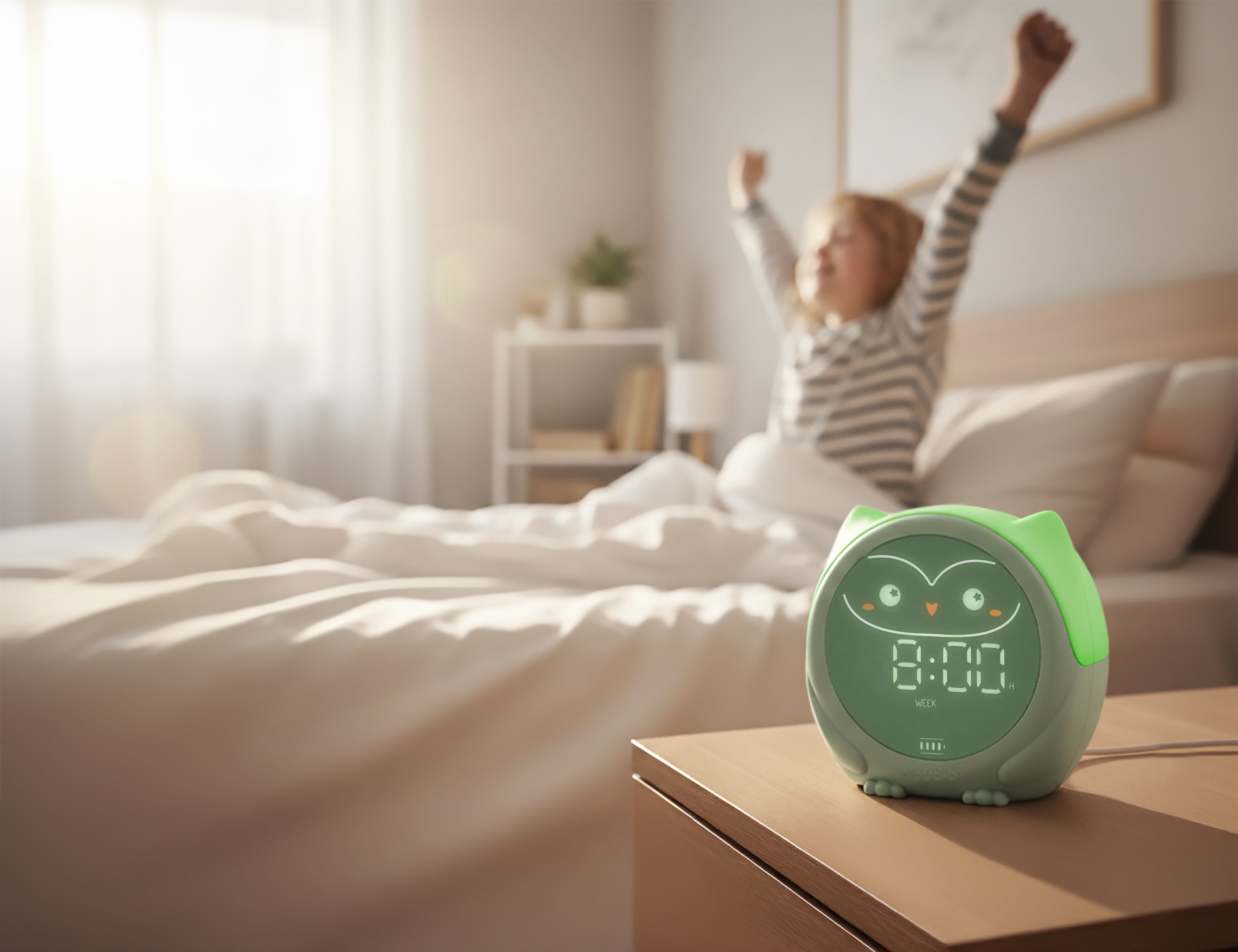 Owlie Soothing Sounds Nightlight Clock with Sleep Training by Cloud B
