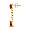 thumbnail image 3 of 0.1 Carat 7x5/8x6MM Pear Pink Topaz and Diamond Dangle Earrings In 10k Yellow Gold, 3 of 6