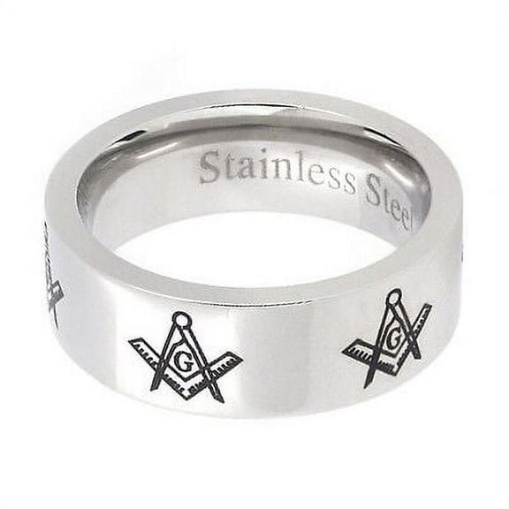 Free Mason Ring - Simple Band Freemasonry Style - Stainless Steel Masonic Rings