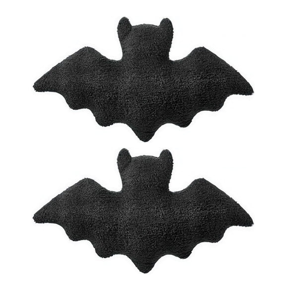 2 Pcs Halloween Bats Throw Pillow, Furry Bat Plush Pillows, Cute Halloween Decor with PP Cotton for Happy Summerween Party Sofa Bedroom