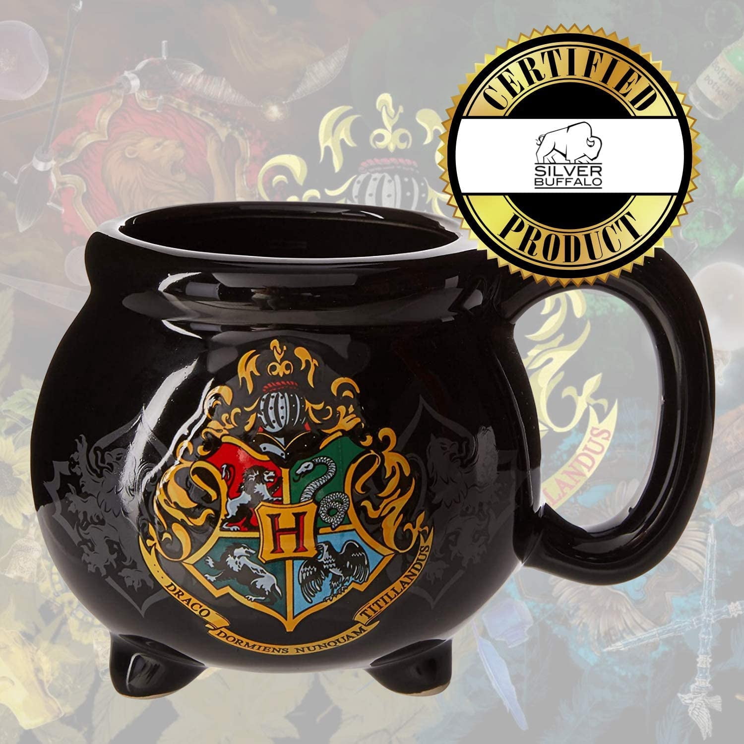 Warner Bros Harry Potter Hogwarts School Crest Cauldron 3D Sculpted Ceramic Coffee Mug, 20 Ounces