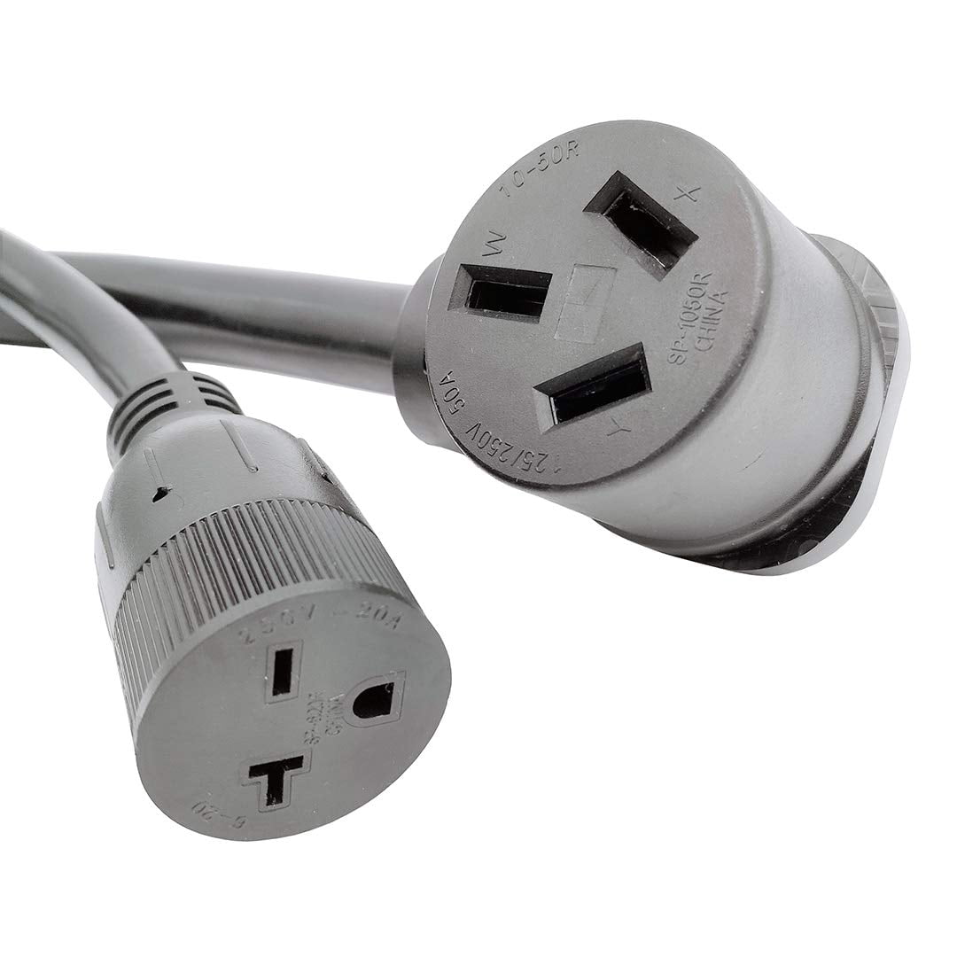 Parkworld 68857 NEMA 10-50 Splitter Cord, Industrial Male Plug 10-50P to 10-50R & 6-20R (T-Blade 6-15R) Female connectors Output 250 Volt (3FT)