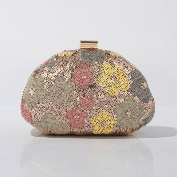 Jaucin Women's Floral Embroidered Clutch Colorful Flower Wallet Shell Shape Wedding Dinner Party Clutch Detachable Shoulder Strap Crossbody Bag