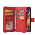 thumbnail image 3 of Wallet Case for Galaxy Note 20 Ultra, Magnetic Zipper Pouch Premium PU Leather with Kickstand Wallet Flip Shockproof Case Wrist Strap Card Slots Holder Pocket Samsung Galaxy Note 20 Ultra, Red, 3 of 18
