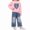 Pink, variant on DJDLJWCJ 2 Piece Girls Casual Outfit Sets Cute Print Long Sleeve Crewneck Sweatshirt Elastic Waist Wide Leg Pants Set Pink Size 6M