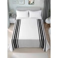 thumbnail image 2 of Full Size Flat Sheet Only, Black White Stripe, Soft Brushed Microfiber Bed Sheets, Abstract Geometric Hotel Quality Breathable Bedding Top Sheet, Easy Care, 81"x96", 2 of 9