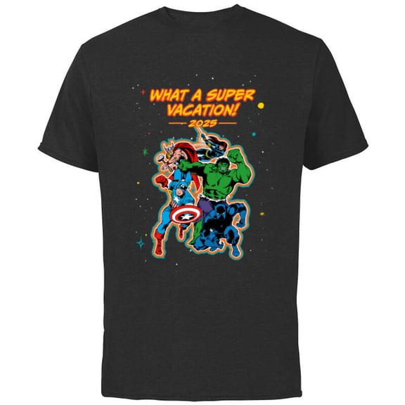 Marvel Avengers Family Matching Trip Super Vacation 2025 - Short Sleeve Cotton T-Shirt for Adults - Customized-Black