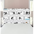thumbnail image 1 of Olympics Headboard, Sports Competition Games Signs Dancing Horse Riding Bowling Athletics Themed Art, Upholstered Decorative Metal Bed Headboard with Memory Foam, Twin Size, Black White, by Ambesonne, 1 of 4