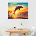 thumbnail image 2 of COMIO  Dolphin Wall Art Blue Ocean Jumping Dolphins Animal Bathroom Decor Painting Picture Prints on Canvas Framed Home Wall Decoration, 2 of 4