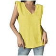 thumbnail image 2 of JINMGG Tank Tops for Women under $5,Ladies Fashion Solid Sleeveless V-neck T-Shirt with Shoulder Pad Loose Vest Yellow L, 2 of 7