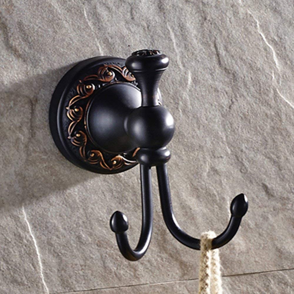 Oil Rubbed Bronze Towel Hooks and Toilet Paper Holder Set Retro Brass Coat Hook Tissue Roll Holder for Bathroom
