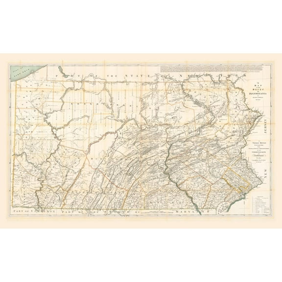 Historic State Map - Pennsylvania - Howell 1792 - 37.00 x 23 - Vintage Wall Art