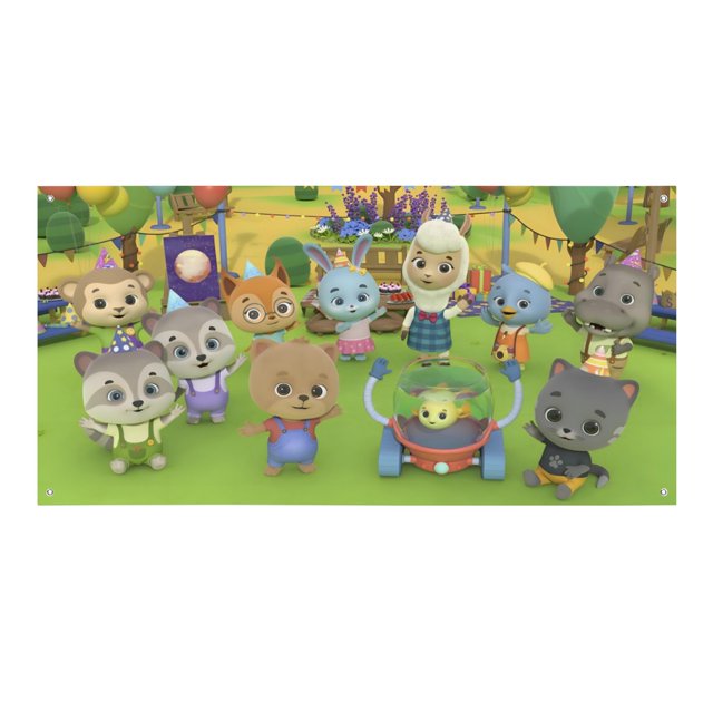 Bimi Boo y Amigos Fondo Temático Pancarta Suministros de Decoración para Fiesta de Cumpleaños, Decoración de Fondo de Fiesta Personalizado,150x90cm