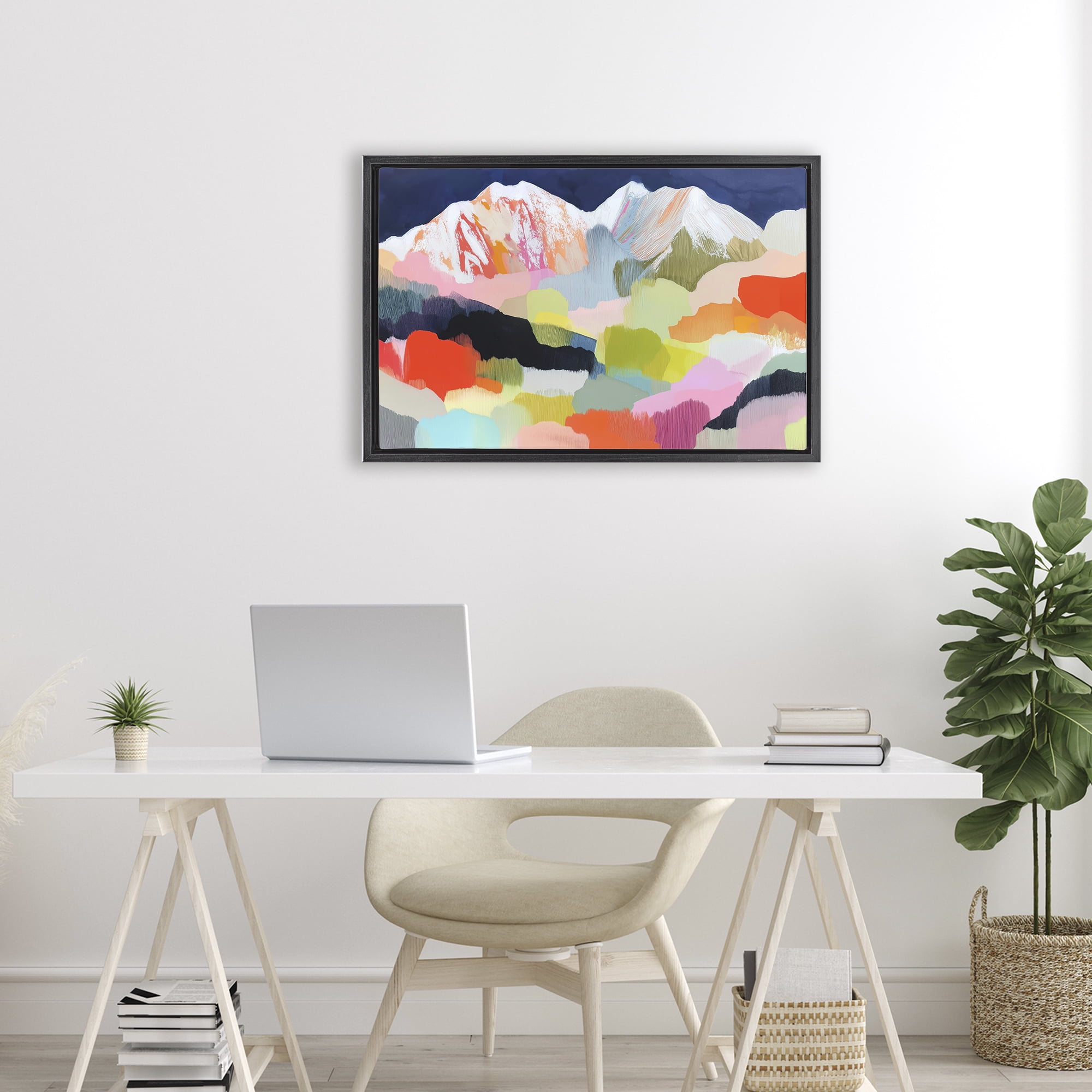 Stupell Industries Alpine Glow in Vibrant Mountains Black Framed Floater Canvas Wall Art, design by Chromatic Storm Studio
