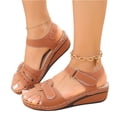 thumbnail image 2 of Domuza Womens Orthopedic Sandals Arch Support Flat Wedge Sandals Wide Slip on Non Slip Sneakers Soft 2026 New Orthopedic Shoes Brown 7.5（EU-39）, 2 of 7