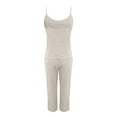 thumbnail image 3 of EHQJNJ Rave Outfits for Women Set Sweatsuit Set for Women Petite Women's Summer Solid Color Thin Pajamas Sleeveless Suspenders Trousers Set Loose Fashion Cotton and Linen Home Clothes Women, 3 of 5