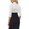 thumbnail image 3 of INSPIRE CHIC Elegant Lace Bolero Shrug for Women 3/4 Sleeve Sheer Floral Lace Cardigan Top S White, 3 of 6