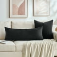 thumbnail image 4 of Fancy Homi Set of 2 Black Boho Decorative Throw Pillow Covers 18x18 Inch for Couch Bed Sofa, Aesthetic Modern Farmhouse Room Decor, Soft Fuzzy Fluffy Cozy Corduroy Textured Cushion Case 45x45cm, 4 of 8