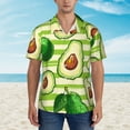 thumbnail image 2 of Kll Men'S Hawaiian Shirt Short Sleeve Button Down Beach Shirts-Avocado Green Striped, 2 of 7