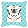 thumbnail image 2 of Checkerboard Pink White English Bulldog  Fabric Decorative Pillow, 2 of 3