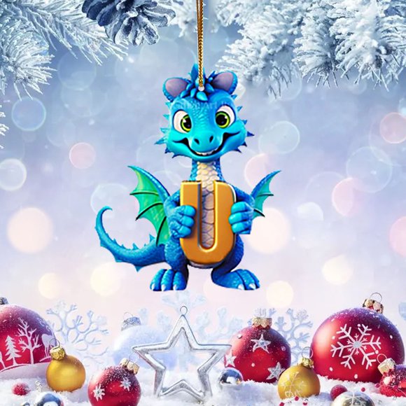 26 Letters Cute Animal Baby Christmas Acrylic Ornament Tree Decoration Pendant for Car Holiday Festive Hanging