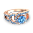 thumbnail image 3 of Diamond-Capitals 2.50 Carat Round Shape Blue Topaz & Blue Topaz Gemstone Luxurious Bridal Ring for Ladies Solid 18K Rose Gold Size 9.5, 3 of 8