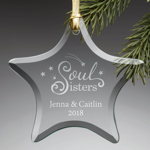 Personalized Soul Sisters Glass Star Christmas Ornament