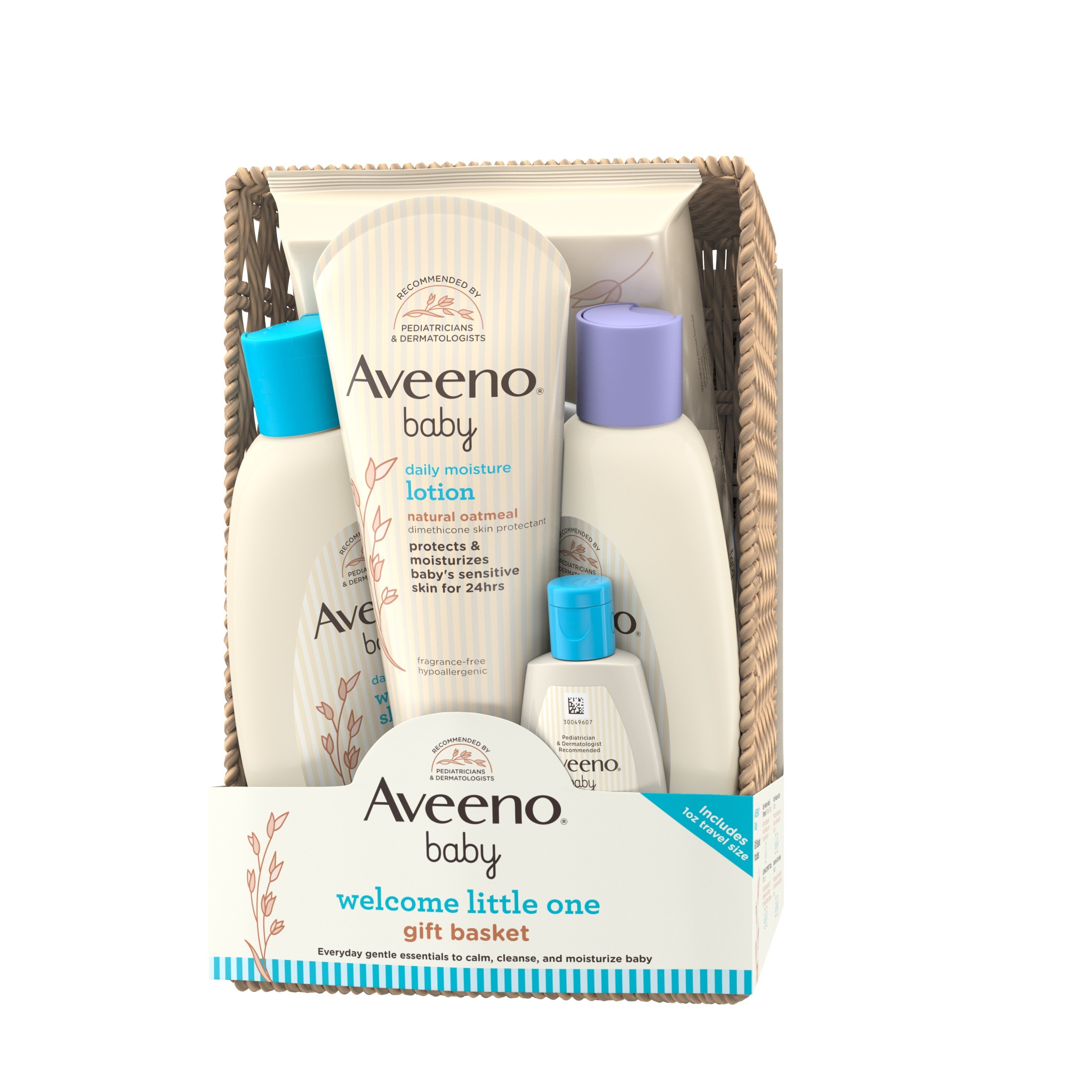 Aveeno Baby Welcome Little One Sensitive Skin Gift Set with Baby Wash, Shampoo, Wipes and Lotion, 5 full size items - image 3 of 11